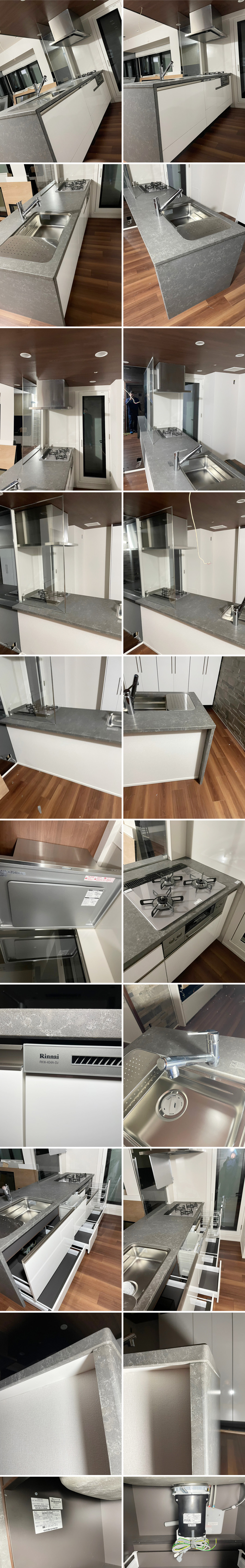 26528■タカラスタンダード ペニンシュラキッチン W2430 レンジフード コンロ 食洗機 高級人造大理石天板■展示品/取り外し品/未使用品/左S