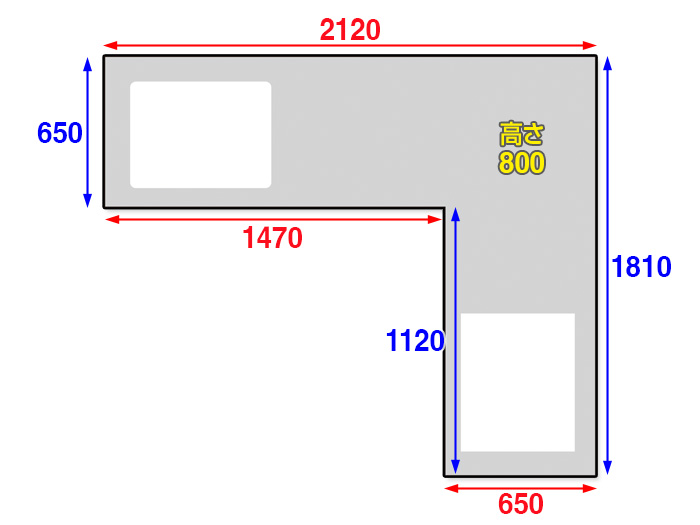 27336■ハウステック Ｌ型キッチン 2120×1810 レンジフード コンロ 人工大理石■展示品/取り外し品/未使用品/左シンク