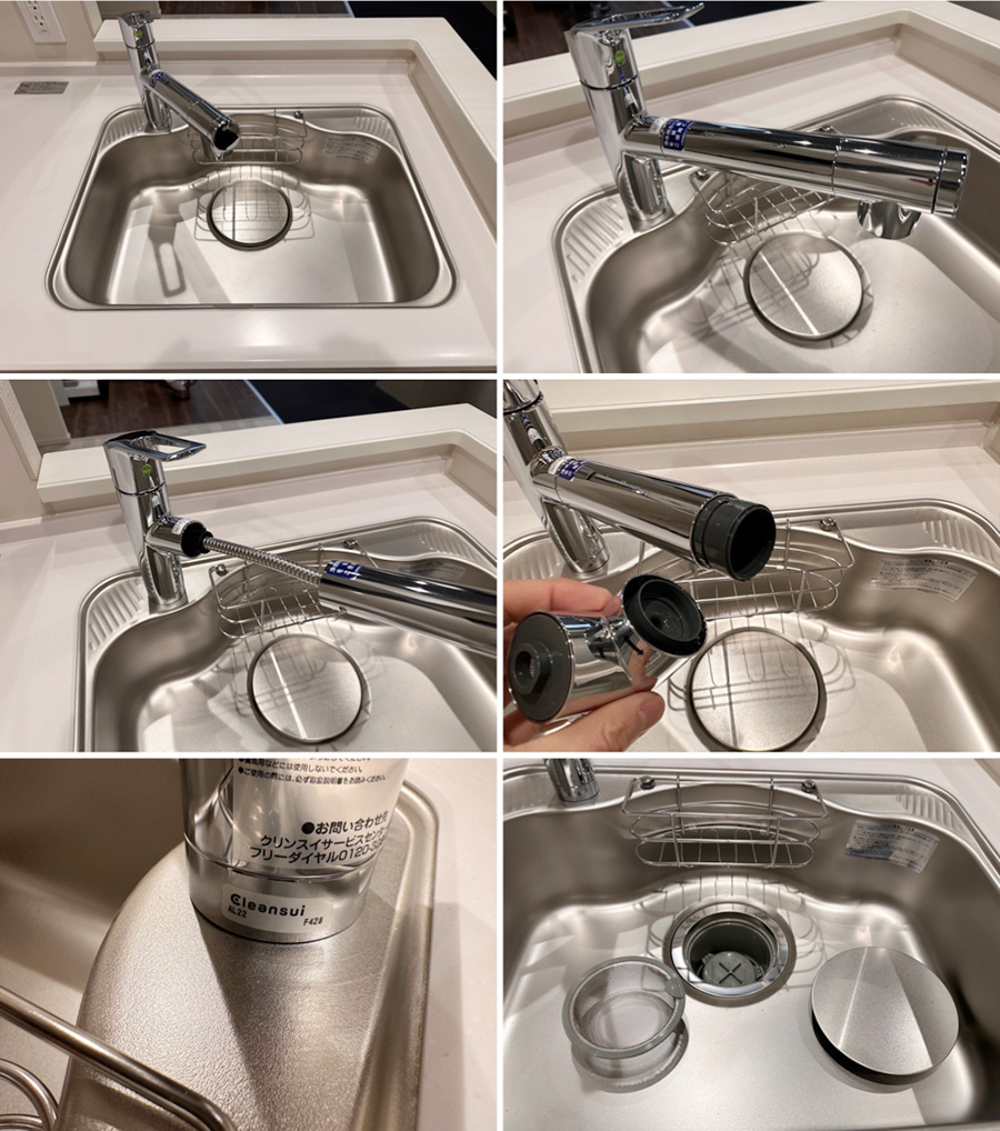 27484■タカラスタンダード コンパクトキッチン W1800 レンジフード コンロ 食洗機 人造大理石天板■展示品/取り外し品/未使用品/右S