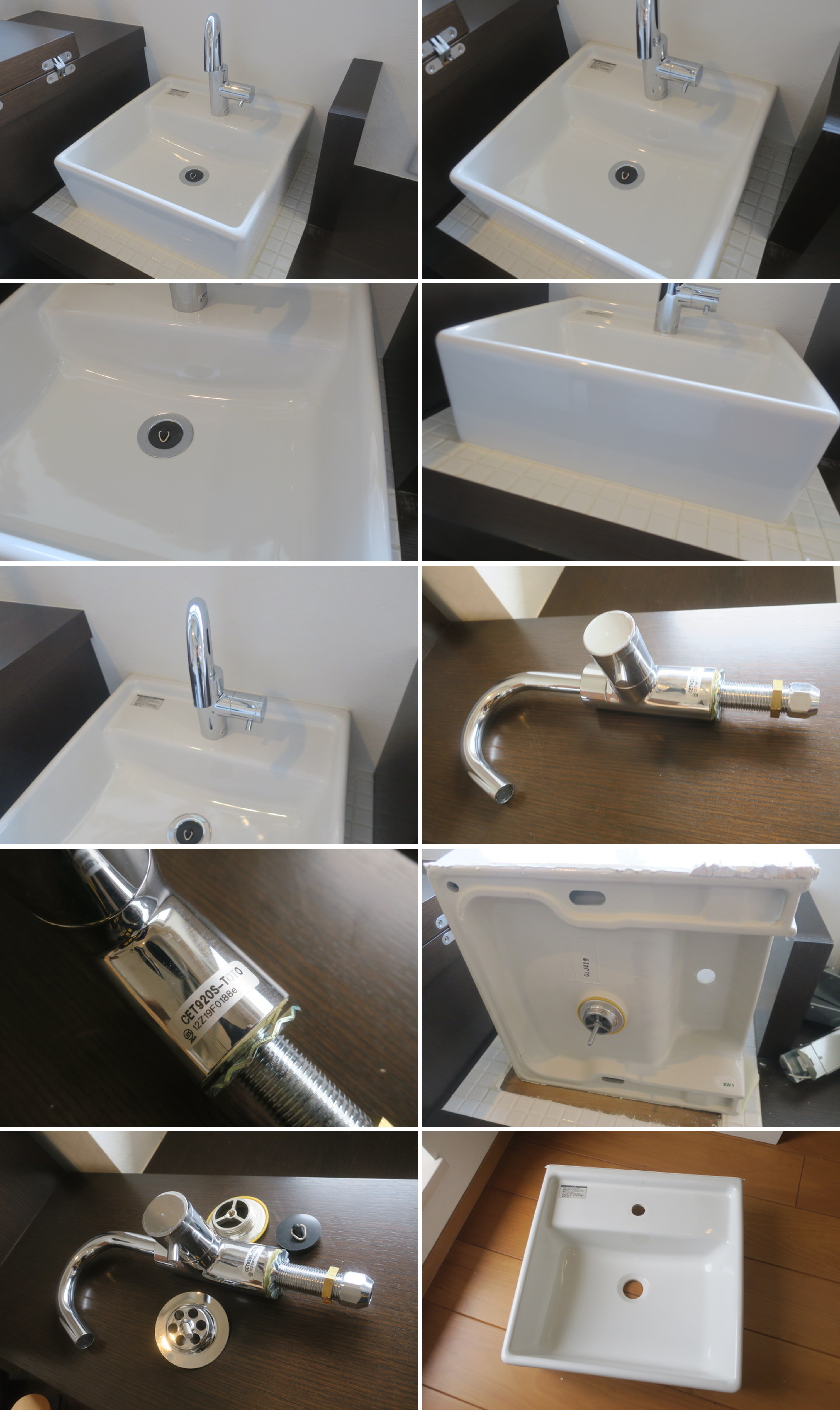 511105■手洗い器ボウル　陶器　W390　D385　H130　水栓金具付■展示品/取り外し品/未使用品/千葉出荷