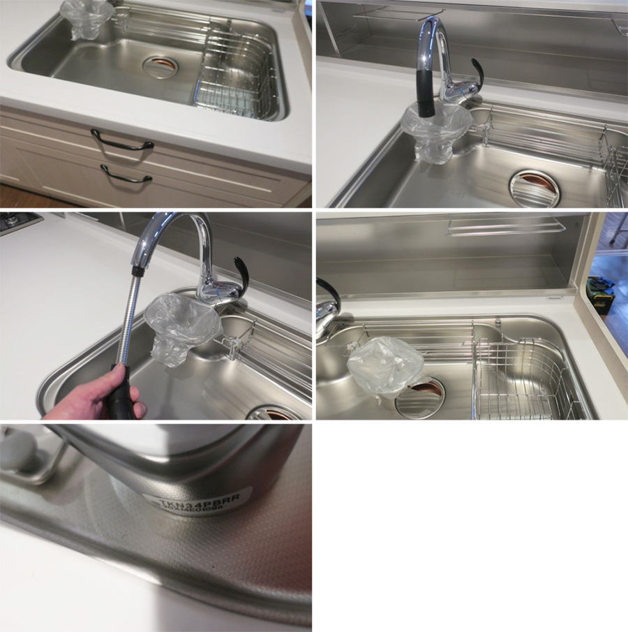 911507■ハウステック ペニンシュラ型キッチン W2550 レンジフード ガスコンロ 人工大理石天板 SK5■展示品/取外し品/未使用品/大川出荷